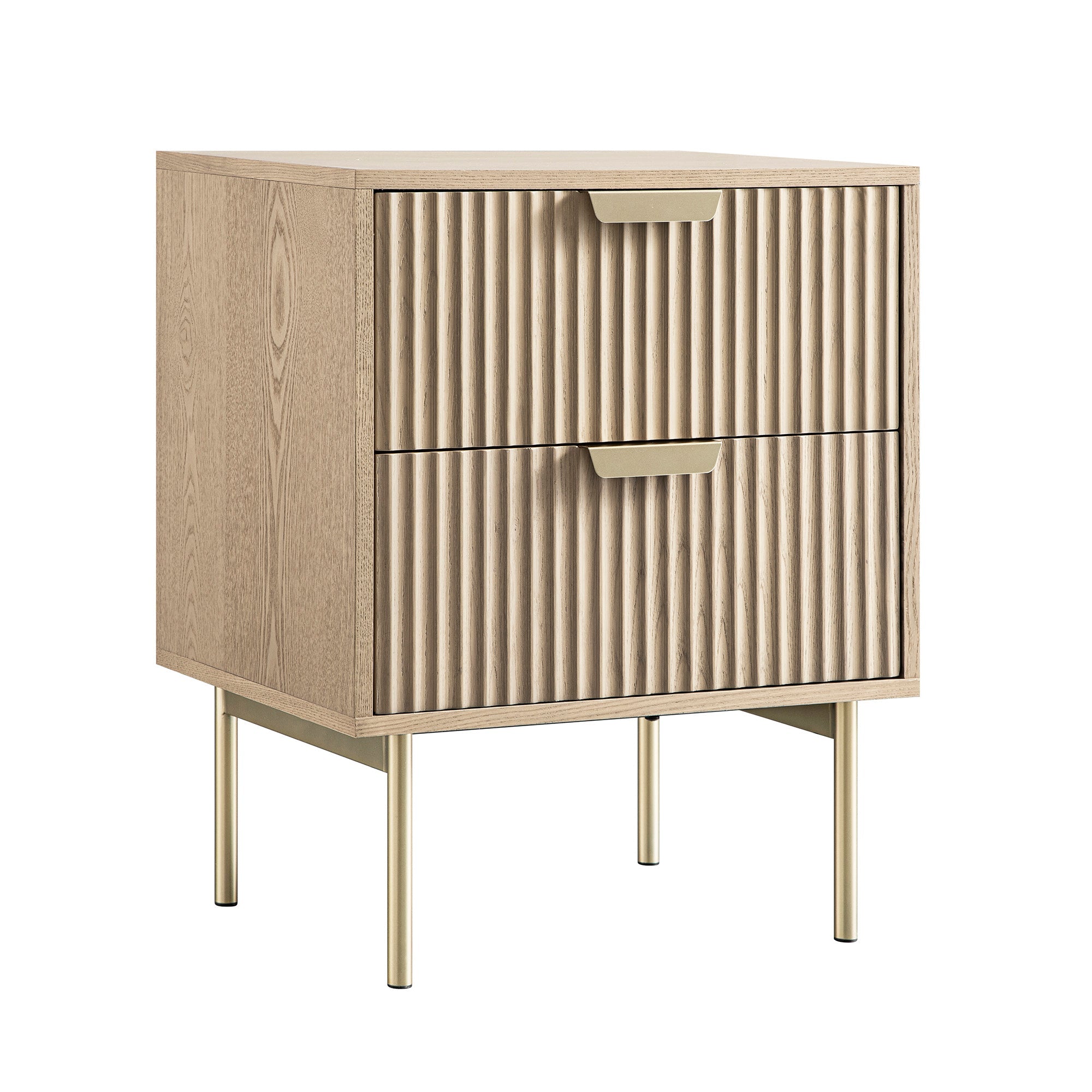 Table de Chevet Design Bois - Table de Nuit 2 Tiroirs Rangement