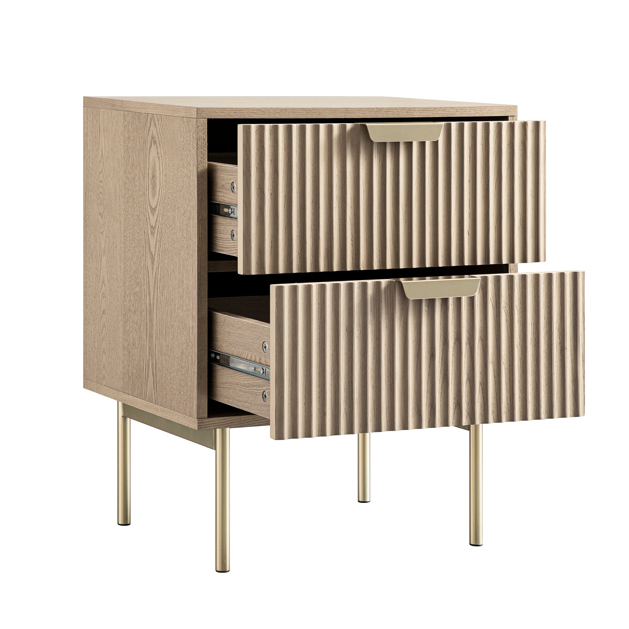 Table de Chevet Design Bois - Table de Nuit 2 Tiroirs Rangement