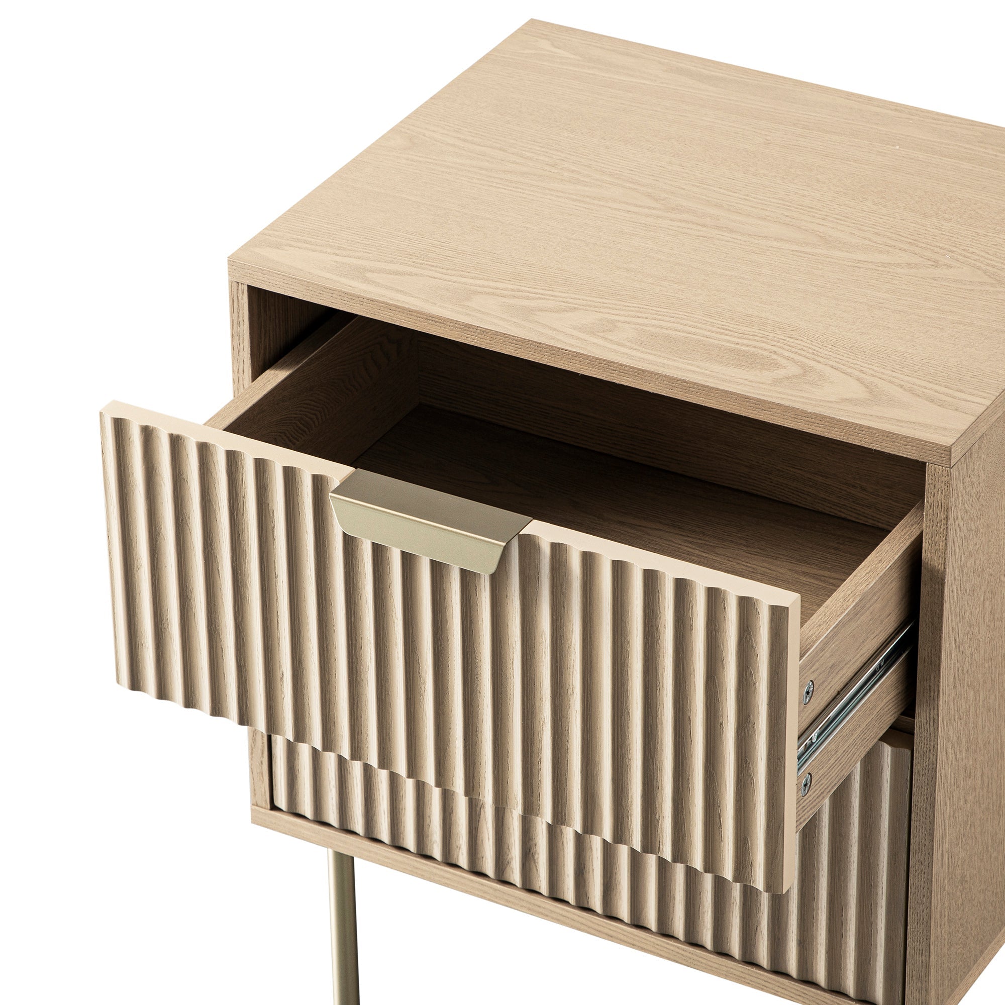 Table de Chevet Design Bois - Table de Nuit 2 Tiroirs Rangement