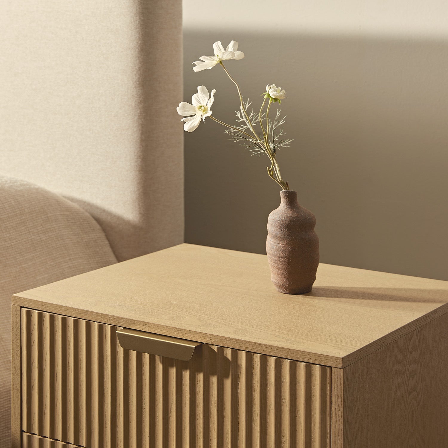 Table de Chevet Design Bois - Table de Nuit 2 Tiroirs Rangement