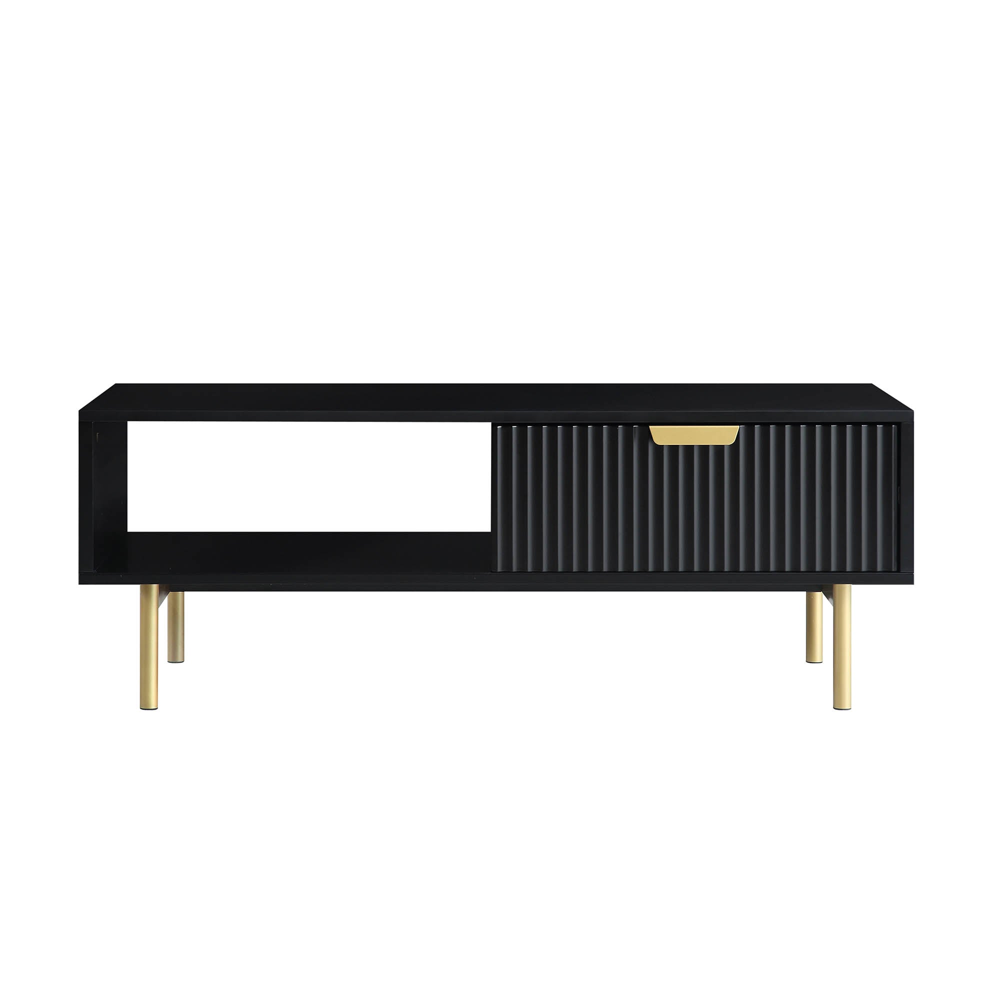 Richmond Ridged Coffee Table with Drawer, Matte Black