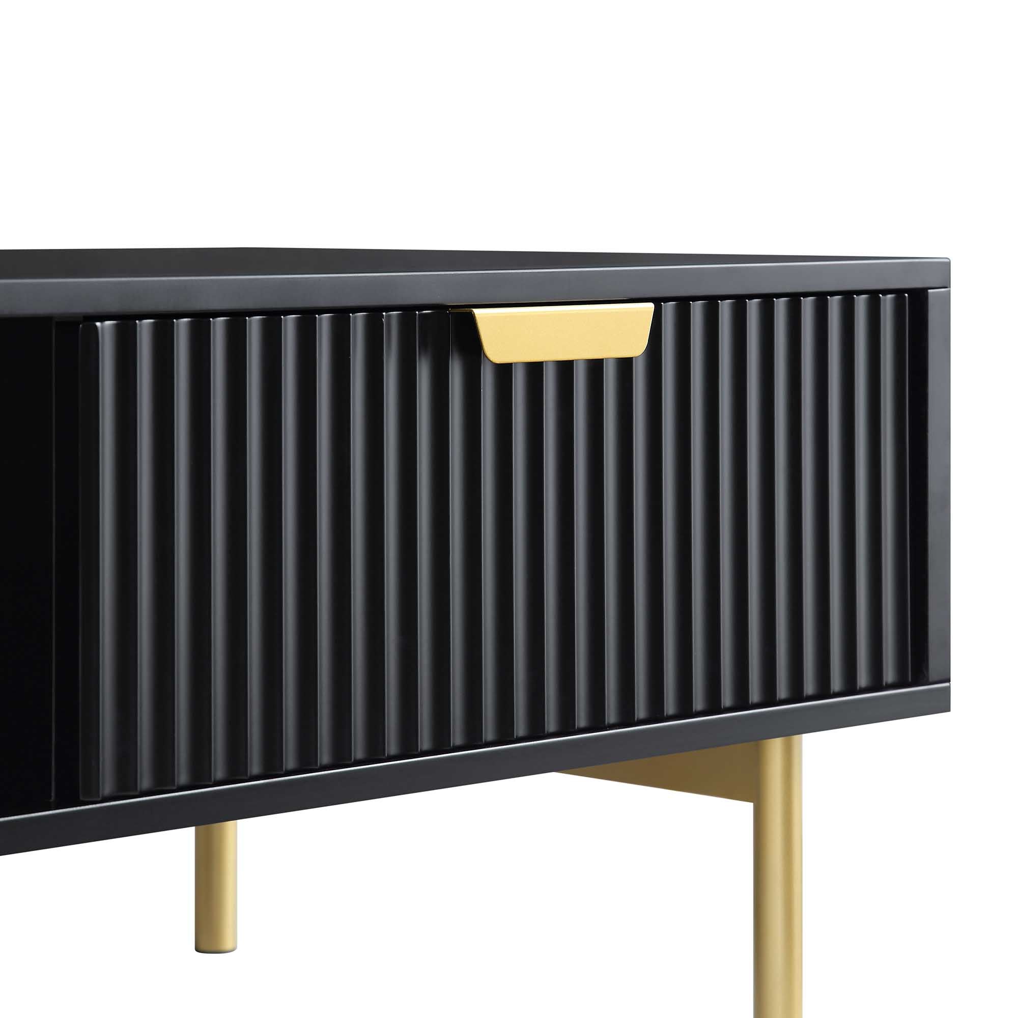 Richmond Ridged Coffee Table with Drawer, Matte Black