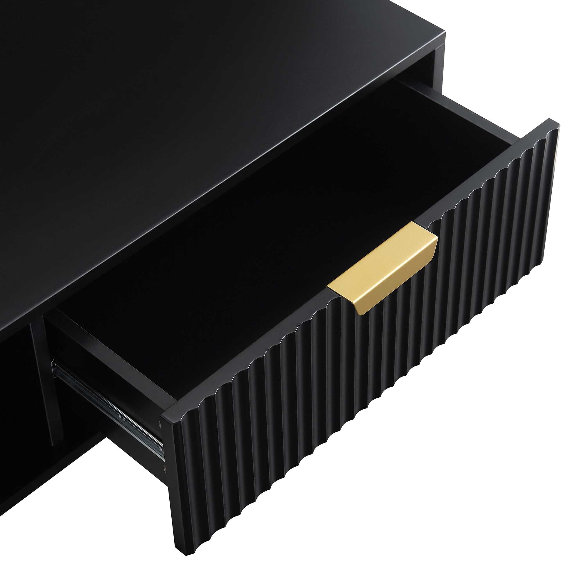 Richmond Ridged Coffee Table with Drawer, Matte Black