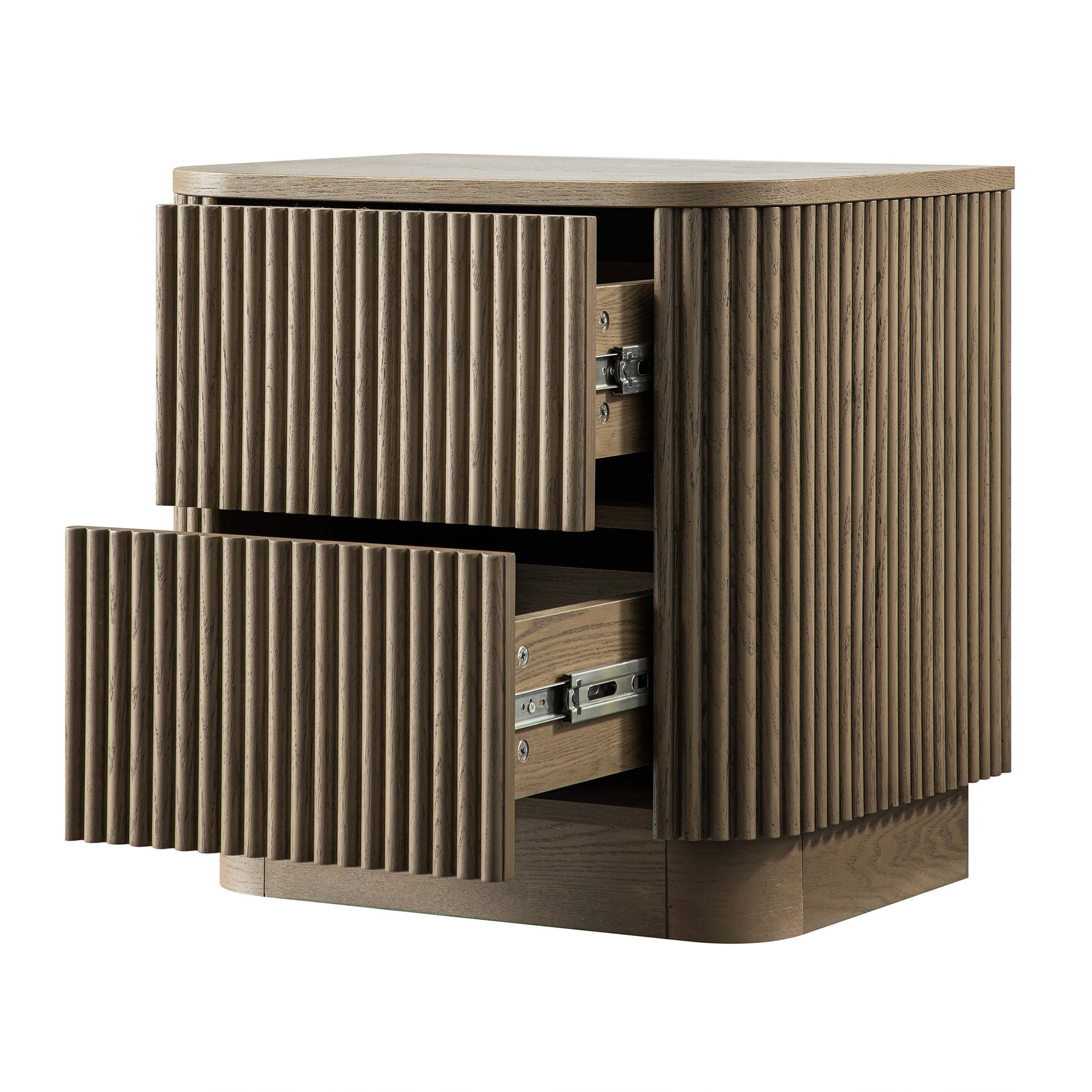 Maru 2-Drawer Bedside Table, Silver Oak