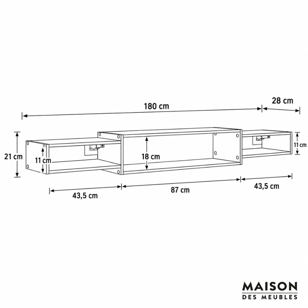 Meuble TV Suspendu Design - Étagère Murale Rangement Salon en Bois