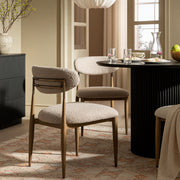 Dagmar Set of 2 Dining Chairs, Light Taupe Boucle | Silver Oak Frame