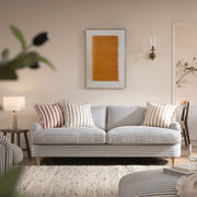 Daphnis Blue Striped Linen Blend Sofa, 3-Seater