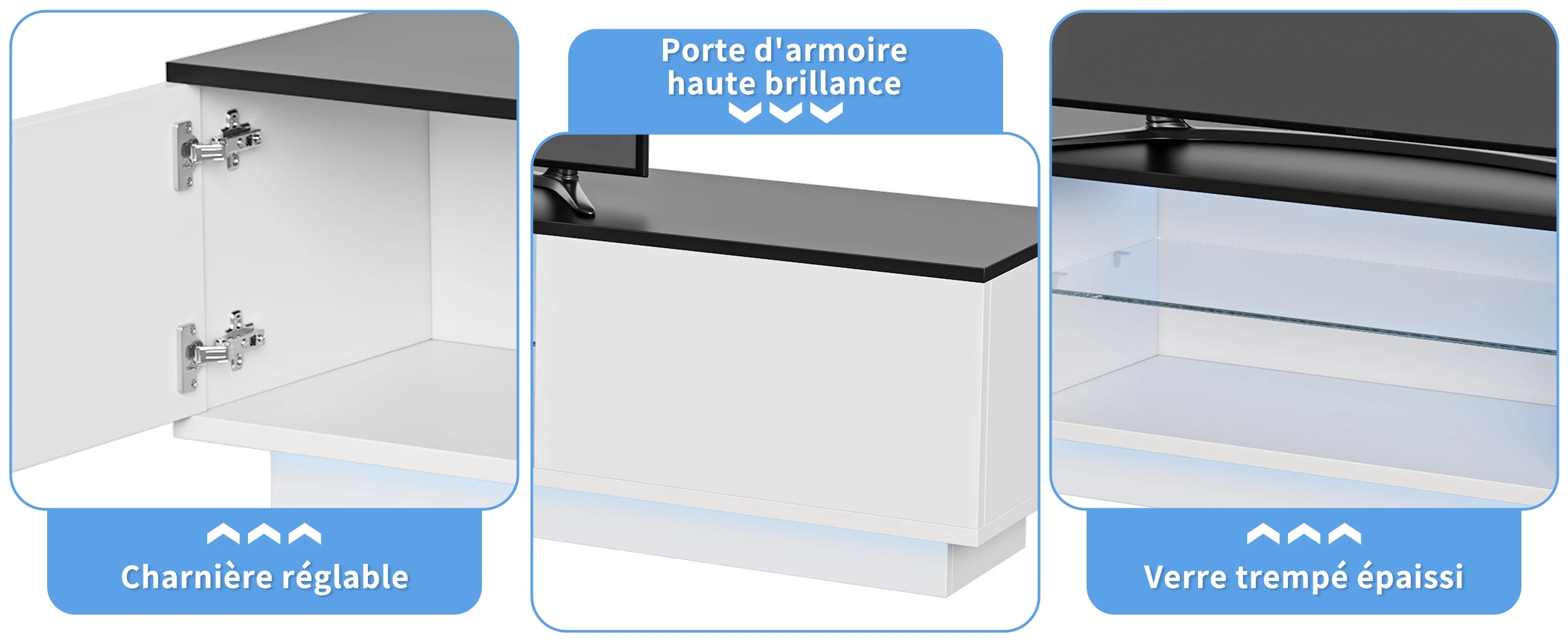 Meuble TV moderne avec éclairage LED intégré
