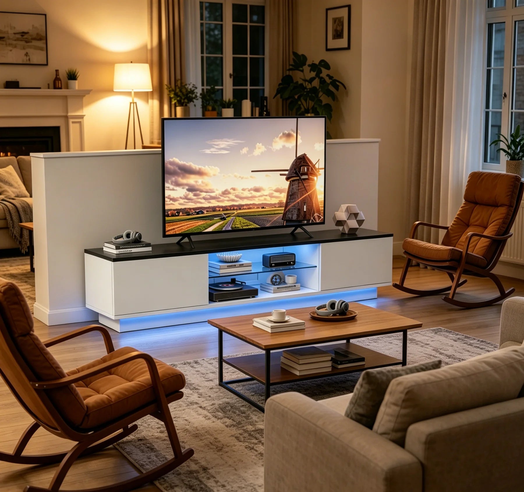 Meuble TV moderne avec éclairage LED intégré