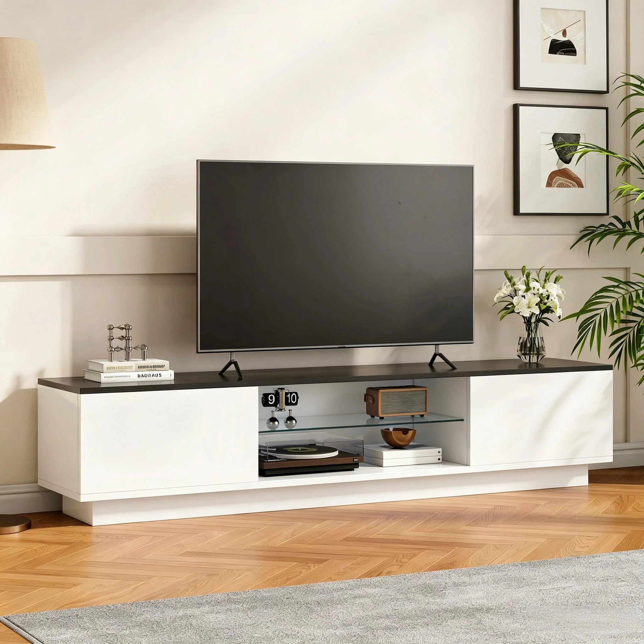 Meuble TV moderne avec éclairage LED intégré