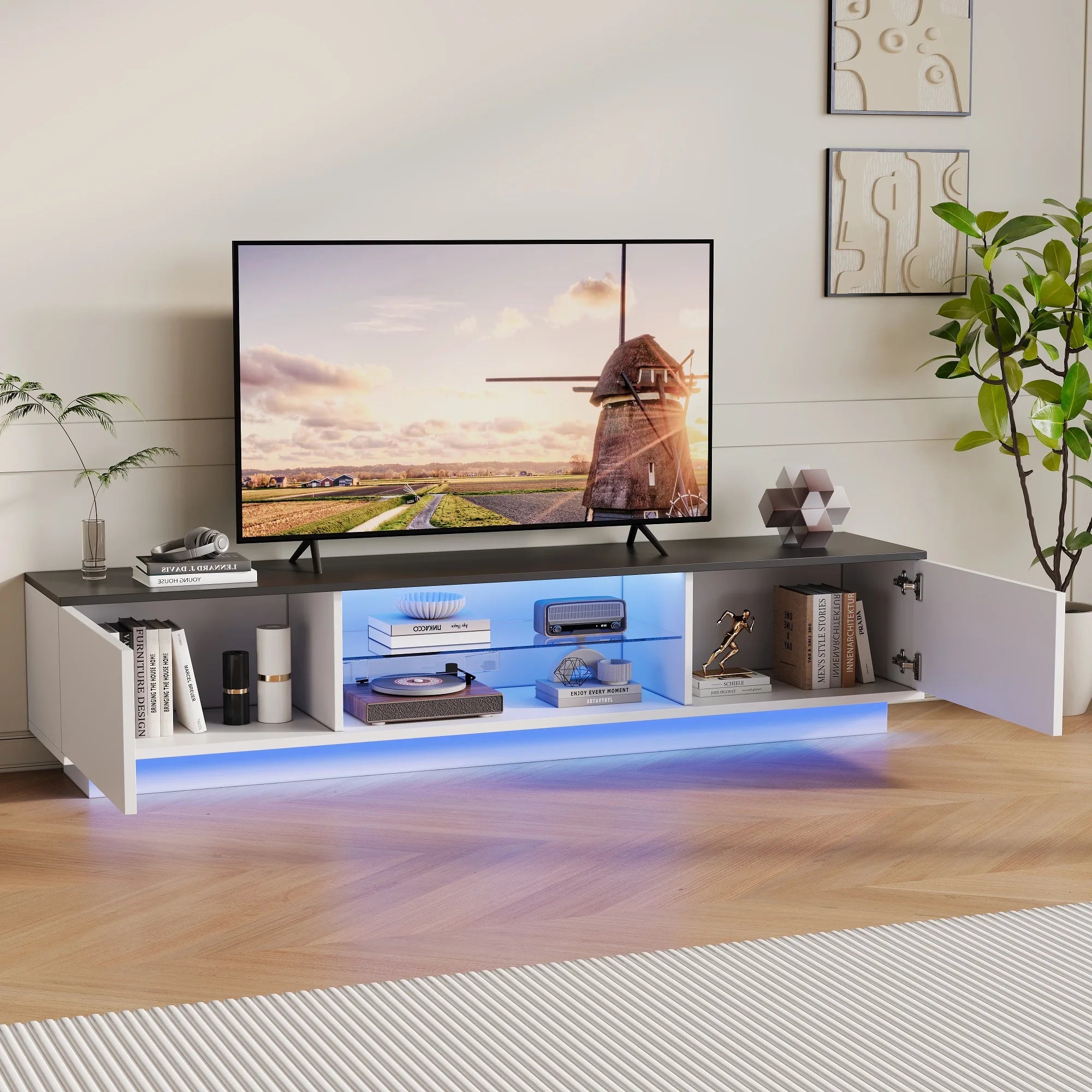 Meuble TV moderne avec éclairage LED intégré