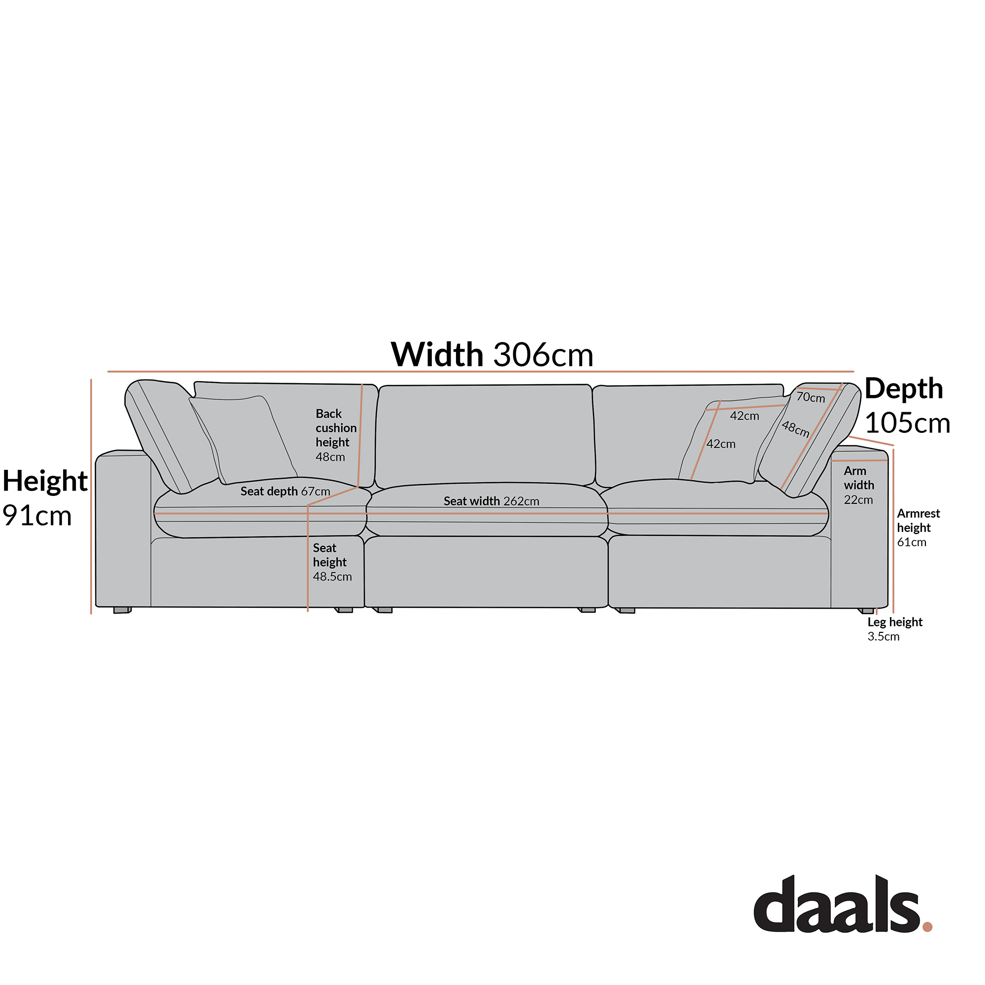 Lutyens Beige Linen Blend Modular Sofa, 3-Piece