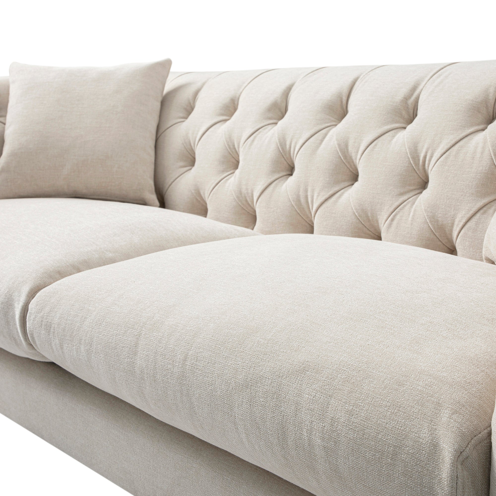 Ashby Chesterfield Large 3-Seater Sofa, Oatmeal Chenille