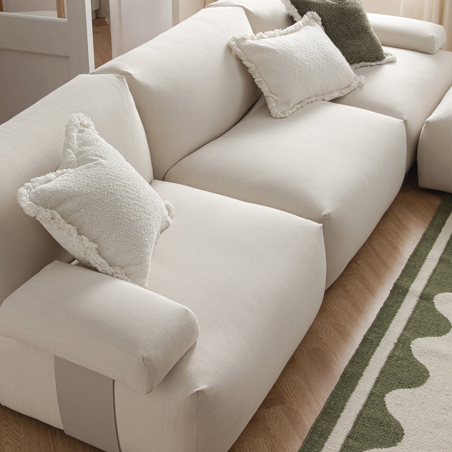 Carlyle Beige Cotton Blend Modular Sofa, 3-Piece Chaise