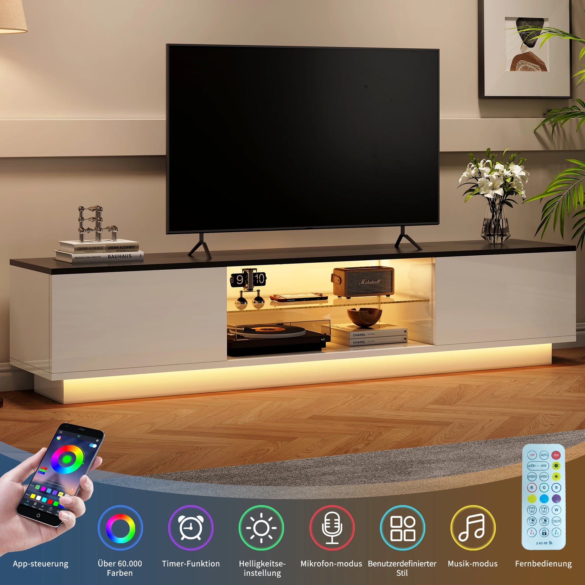 Meuble TV moderne avec éclairage LED intégré