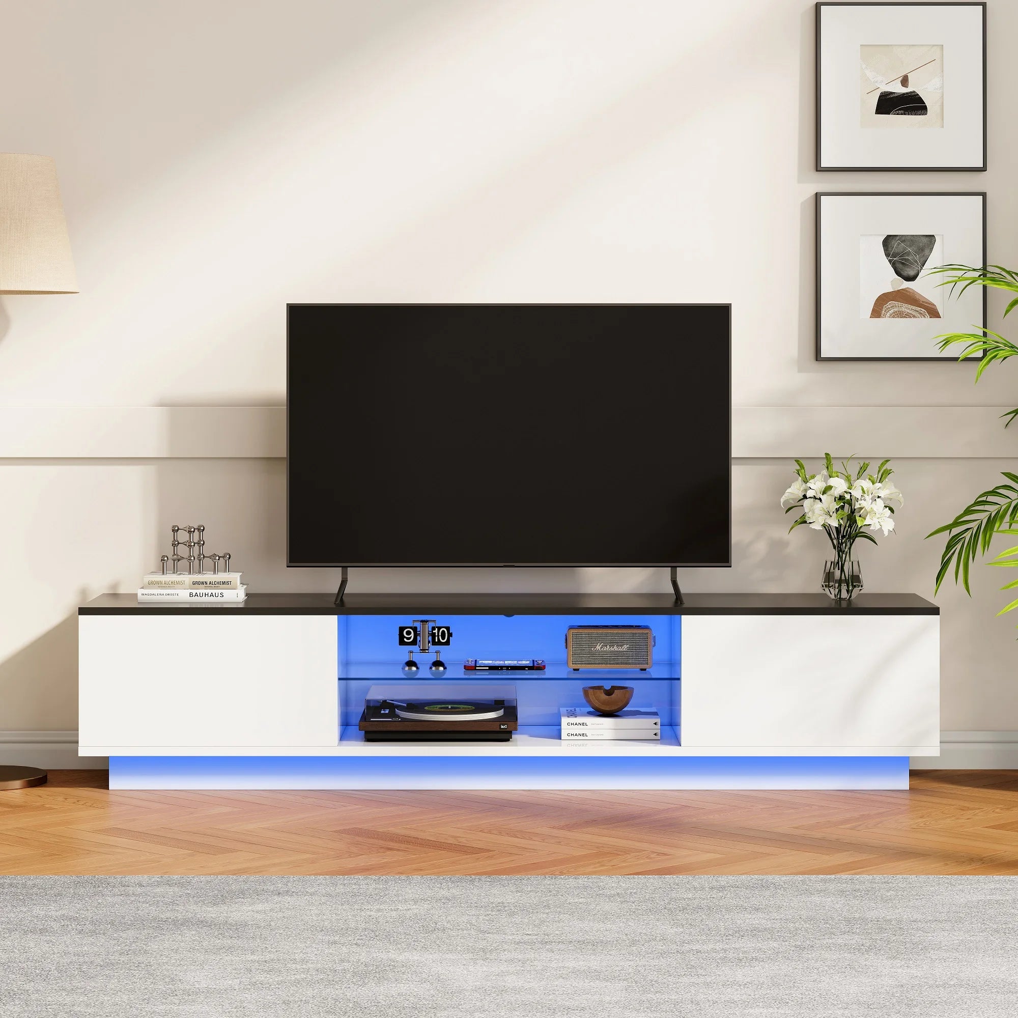 Meuble TV moderne avec éclairage LED intégré