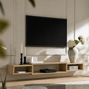 Meuble TV Suspendu Design - Étagère Murale Rangement Salon en Bois