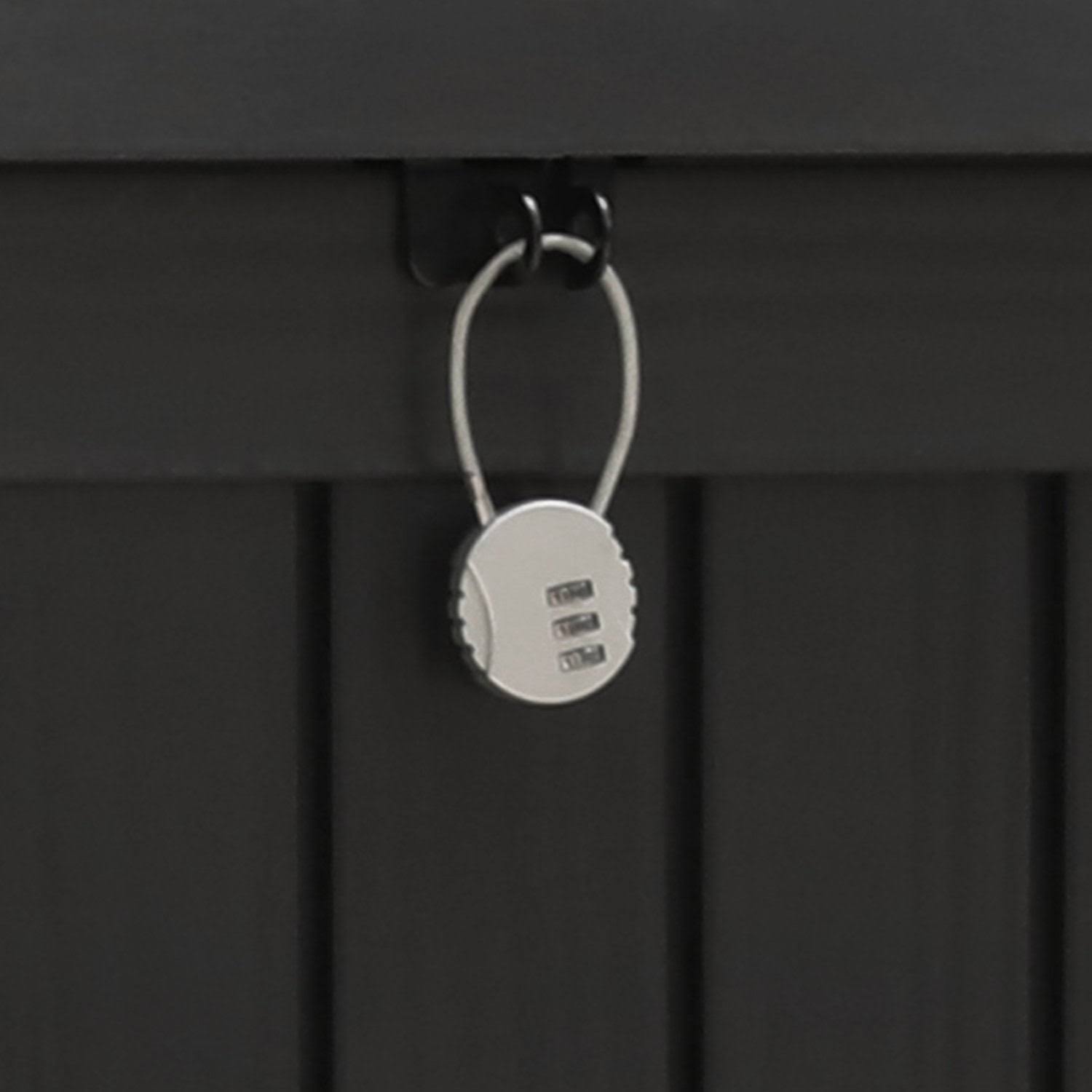 Coffre de Jardin 680L Noir, Rangement Extérieur Imperméable avec Assise, Effet Bois & Cadenas | Maison du Mobilier